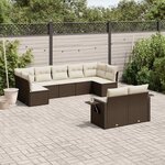 vidaXL Salon de jardin avec coussins 9 Pièces marron résine tressée