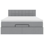 vidaXL Lit ottoman avec matelas et LED gris clair 140x190 cm tissu