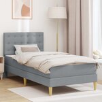 vidaXL Cadre de lit avec matelas Gris clair 90 x 200 cm Tissu