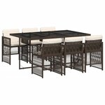 vidaXL Ensemble à manger de jardin et coussins 7 Pièces marron rotin