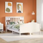 vidaXL Lit bibliothèque sans matelas blanc 150x200 cm bois pin massif