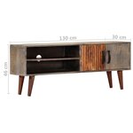 vidaXL Meuble TV Gris 130x30x46 cm Bois massif de manguier brut