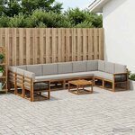 vidaXL Ensemble de canapés d'extérieur 11 Pièces Naturel et gris clair