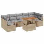 vidaXL Ensemble de canapé de jardin avec coussin 8 Pièces Beige et gris