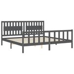 vidaXL Cadre de lit avec tête de lit gris 200x200 cm bois massif
