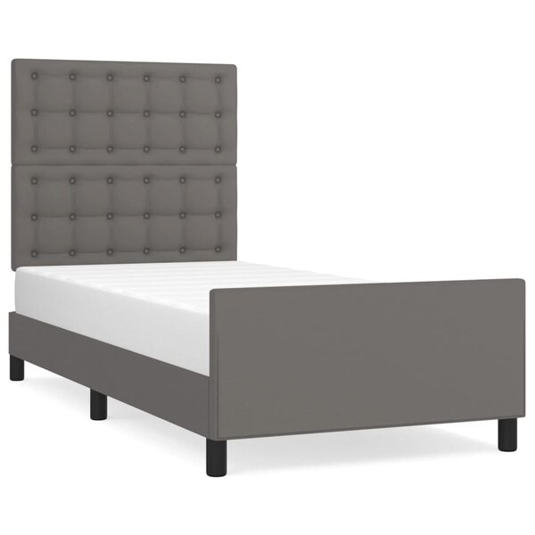 vidaXL Cadre de lit avec tête de lit Gris 90x200 cm Similicuir