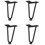 vidaXL Pieds en épingle à cheveux pour table basse 4 pièces Noir 20 cm Acier massif