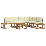vidaXL 7 pc Ensemble de canapés d'extérieur Naturel et Crème