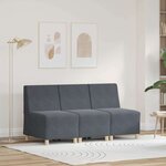 vidaXL Unité de Sofa Modulaire Sans Accoudoirs 3 Pièces Gris foncé