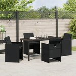 vidaXL Ensemble de salle à manger jardin de 5 pièces avec coussins en poly rattan noir