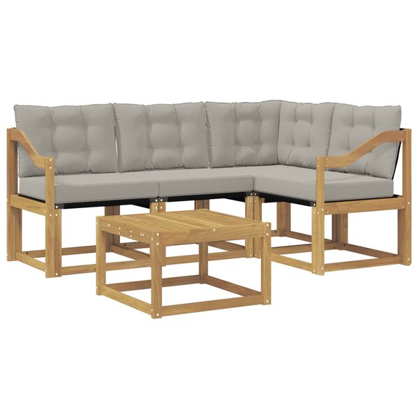 vidaXL Ensemble de canapés d'extérieur 5 pc Blanc et gris clair