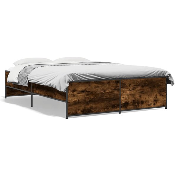 vidaXL Cadre de lit sans matelas chêne fumé 135x190 cm