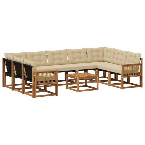 vidaXL Ensemble de canapés d'extérieur 10 Pièces Naturel et Beige