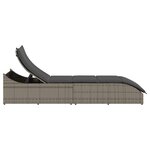 vidaXL Chaise longue pliante coussin et rangement gris résine tressée