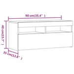 vidaXL Meuble TV avec lumières LED Chêne fumé 90x35x40 cm