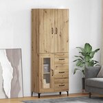 vidaXL Haut Armoire Montage mural Chêne artisanal 69 5 x 34 x 180 cm