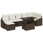 vidaXL Ensemble de Canapés de Jardin en 8 Pièces avec Coussins Marron Poly Rotin