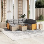 vidaXL Salon de jardin avec coussins 8Pièces mélange beige résine tressée