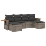 vidaXL Salon de jardin 6 Pièces avec coussins gris résine tressée