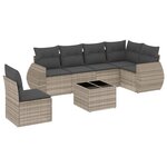vidaXL Salon de jardin avec coussins 7 Pièces gris clair résine tressée