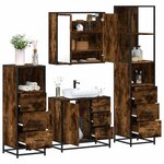 vidaXL Ensemble meubles salle de bain 4 Pièces chêne fumé bois ingénierie