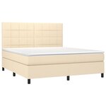 vidaXL Sommier à lattes de lit et matelas et LED Crème 180x200cm Tissu