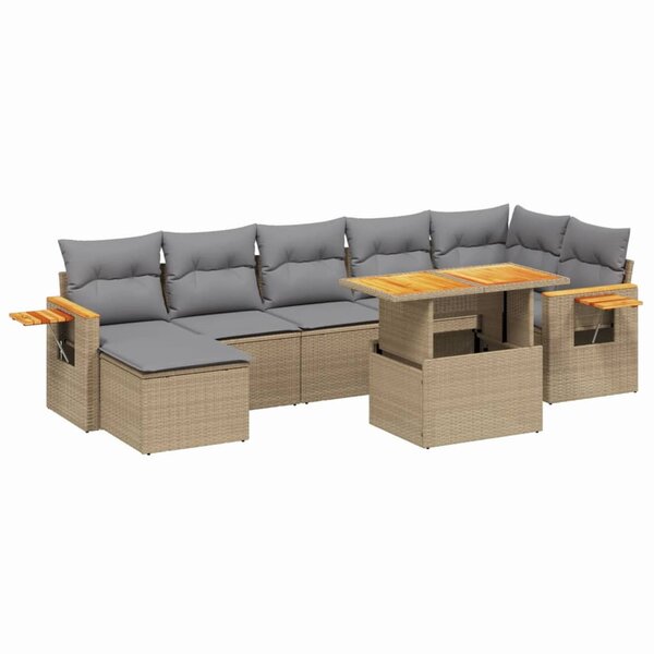 vidaXL Salon de jardin avec coussins 8 Pièces beige résine tressée