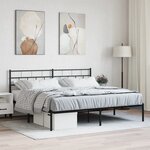 vidaXL Cadre de lit métal sans matelas avec tête de lit noir 200x200cm