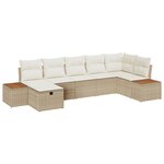 vidaXL Ensemble de 7 Pièces de Canapé de Jardin avec Coussins Beige en Rattan