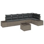 vidaXL Ensemble de canapé de jardin de 6 pièces avec coussins en poly rattan noir