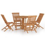 vidaXL Ensemble à dîner d'extérieur pliable 5 Pièces Bois solide de teck