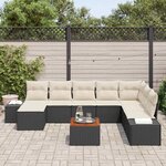 vidaXL Ensemble de canapé de jardin 9 Pièces Noir  blanc