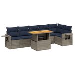 vidaXL Salon de jardin 7 Pièces avec coussins gris résine tressée