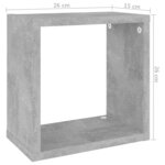 vidaXL Étagères cube murales 2 Pièces Gris béton 26x15x26 cm