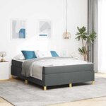 vidaXL Lit à ressorts Gris foncé et Blanc 160 x 200 cm tissu