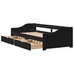 vidaXL Lit de jour avec 2 tiroirs sans matelas IRUN noir 90x200 cm