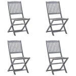 vidaXL Chaises pliables d'extérieur lot de 4 et coussins Bois d'acacia