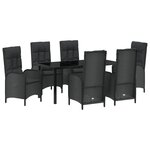 vidaXL Ensemble de jardin de 7 pièces Rattan Poly Noir