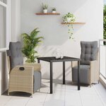 vidaXL Ensemble de salle à manger pour jardin 3 Pièces Beige Poly rotin