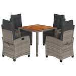 vidaXL Ensemble à manger de jardin 5 Pièces coussins gris résine tressée