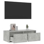 vidaXL Meuble TV avec lumières LED gris béton 75x35 5x25 cm