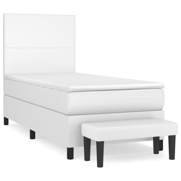 vidaXL Sommier à lattes de lit avec matelas Blanc 100x200cm Similicuir