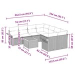 Ensemble de Canapés de Jardin 9 Pièces avec Coussins Beige Rattan Poly Acacia