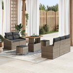 vidaXL Ensemble de canapé de jardin avec coussin 8 Pièces Gris Poly rotin