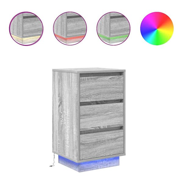 vidaXL Table de chevet avec lumières LED sonoma gris 38x34x65 cm