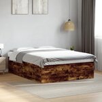 vidaXL Cadre de lit sans matelas chêne fumé 160x200 cm