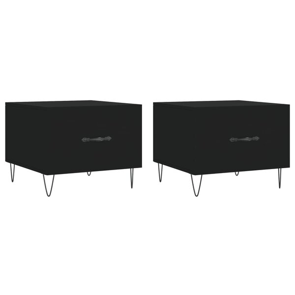 vidaXL Tables basses 2 Pièces noir 50x50x40 cm bois d'ingénierie