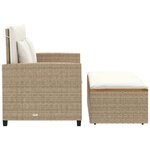 vidaXL Canapé de jardin 2 places coussins beige résine tressée&acacia