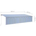 vidaXL Auvent automatique rétractable avec store 6x3 m Bleu et blanc