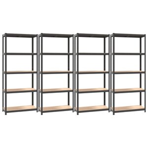 vidaXL Étagères à 5 niveaux 4Pièces Anthracite Acier et bois d'ingénierie